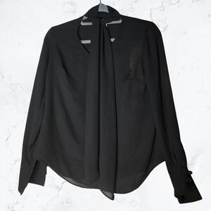 White House Black Market Black Tie-Neck Blouse